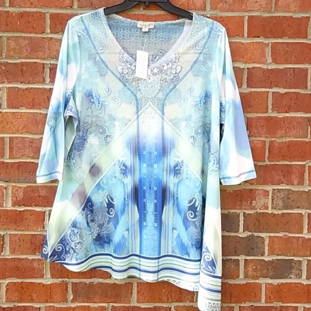 Blue/Green pullover Tunic Size 2x
